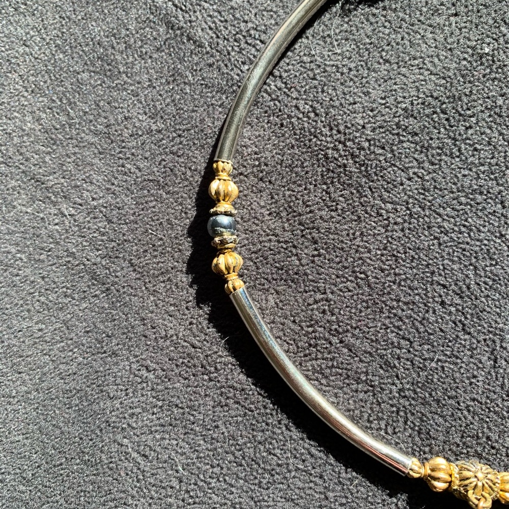 Silver and Gold-Tone Beaded Choker - Picture 3 of 5